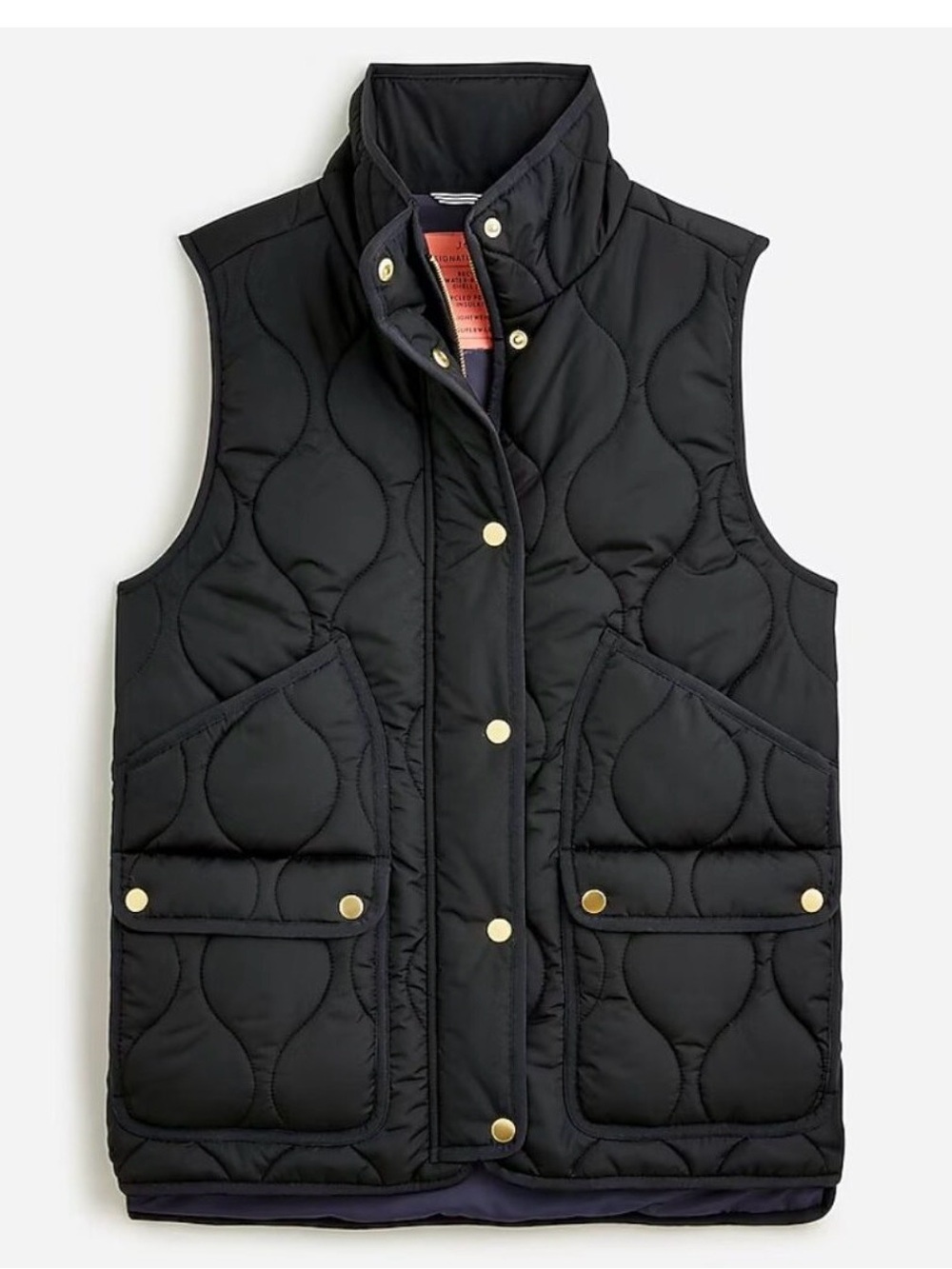 J. Crew Black Signature Puffer Preppy Minimalist Quiet Luxury Quilted Vest M